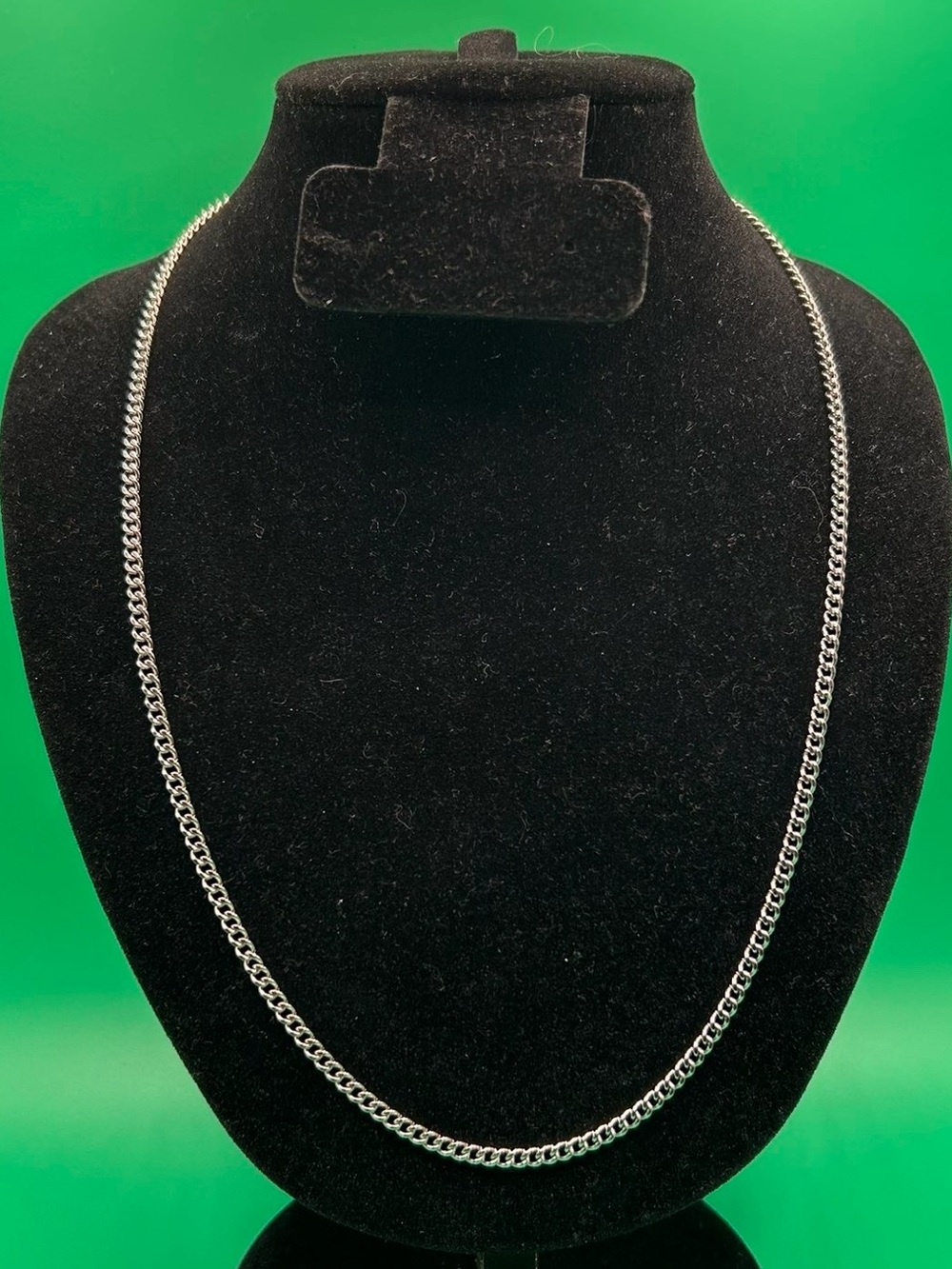 3mm Silver Curb Cuban Link Chain Necklace 20 Inch Unisex Dainty Waterproof
